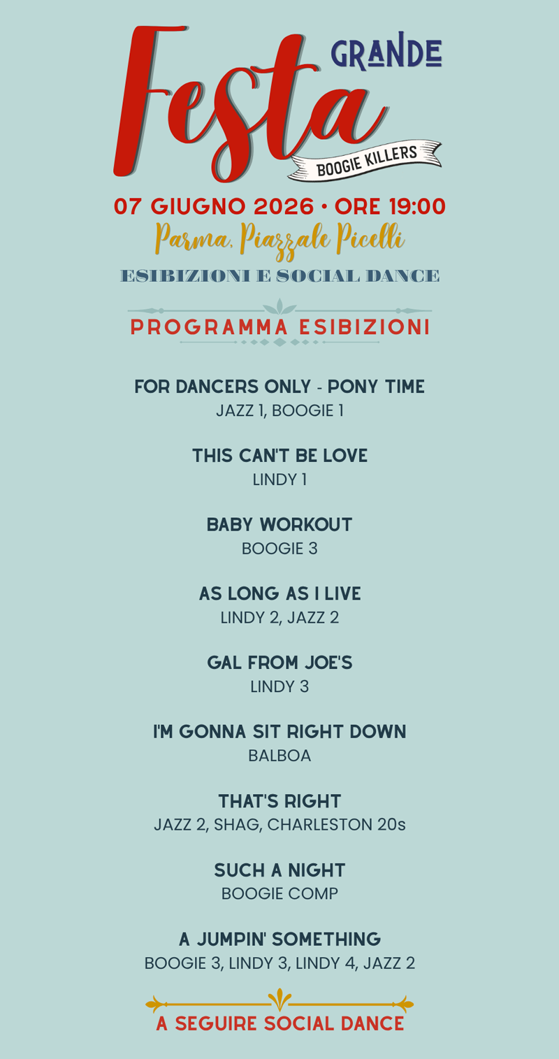 Programma delle esibizioni Boogie Killers 2026